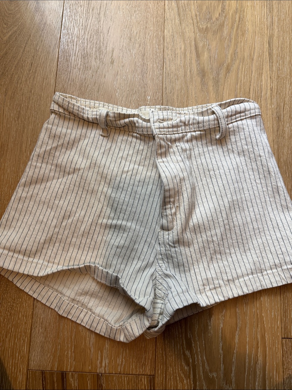 Universal Thread Cream Pinstripe High-Rise Shorts